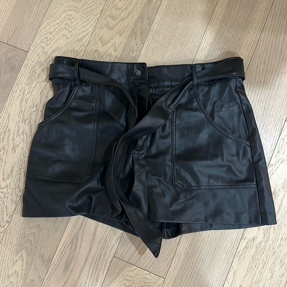 Zara black “leather” shorts